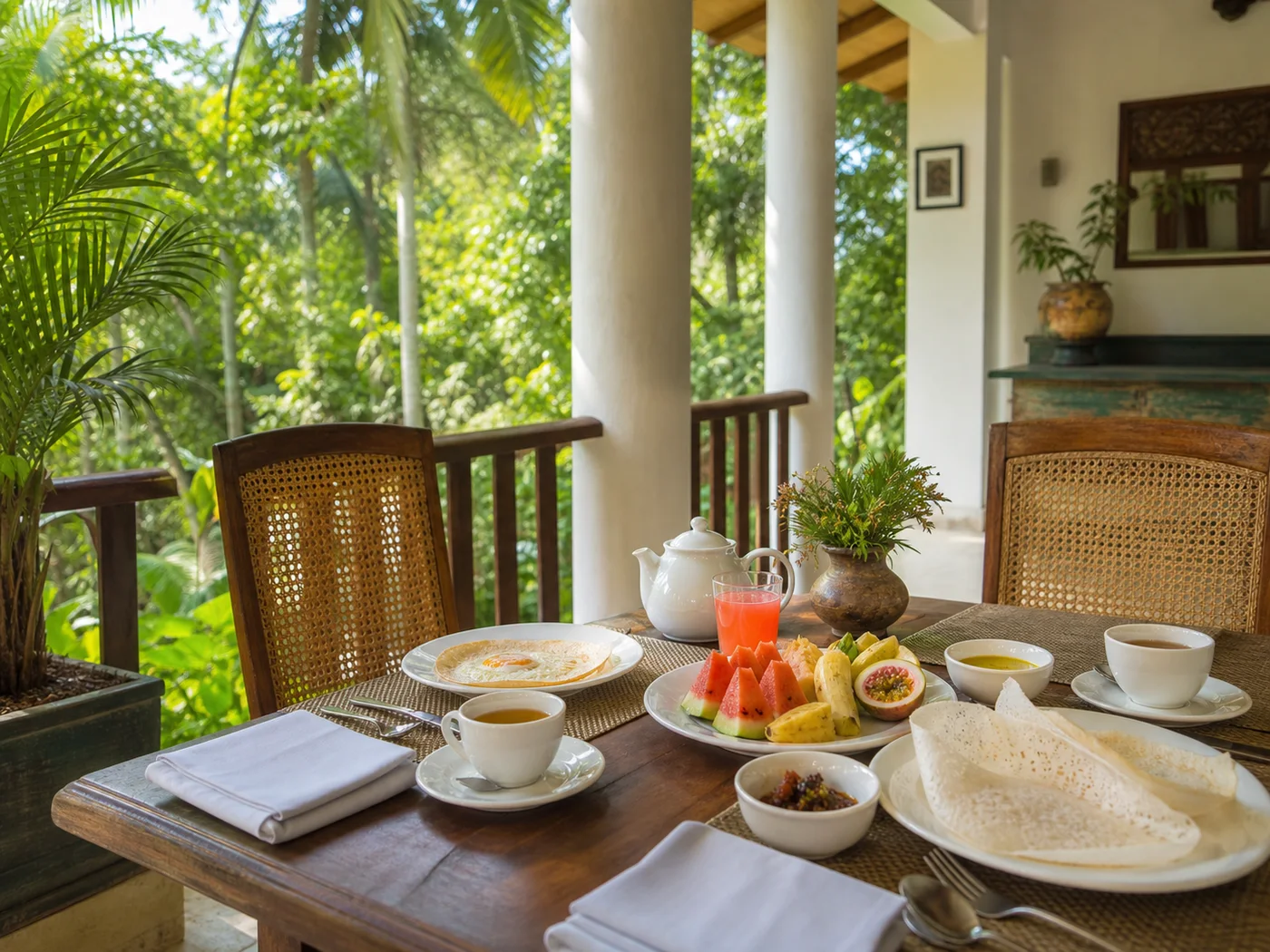 Breakfast set on Marula House terrace